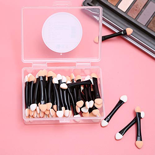 JUN-H 100 Stück Dual Ended Ovale Make up Lidschatten Bürsten Einweg Lidschatten Applikator Doppelseitige Schwammaufträger Geeignet für Frauen und Mädchen, die Täglich Make-up Verwenden