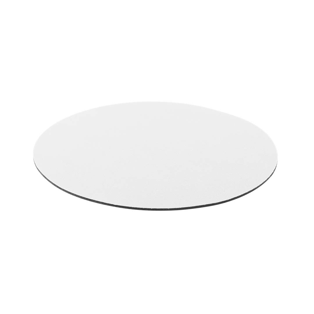 Small Ultra Thin Round Mouse Pad - Non-Slip Silicone Base, Polyester Soft Surface, Compact Mouse Pad for Office, Laptop and Lightweight Gaming (White)