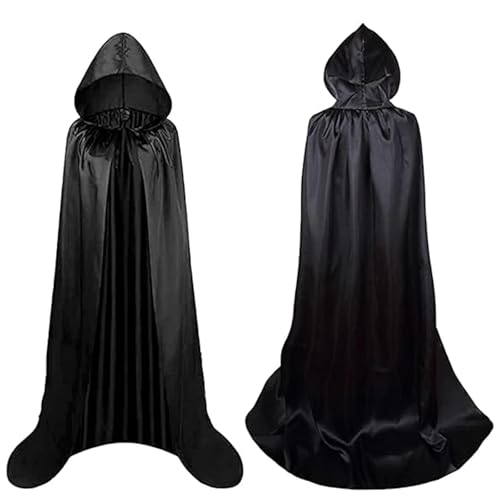 ToqoGeri Black Cloak 170cm Long Traitors Cloak Black Hooded Cloak Costumes for Halloween World Book Day Perfect for World Book Day Costumes and Theatrical Performances