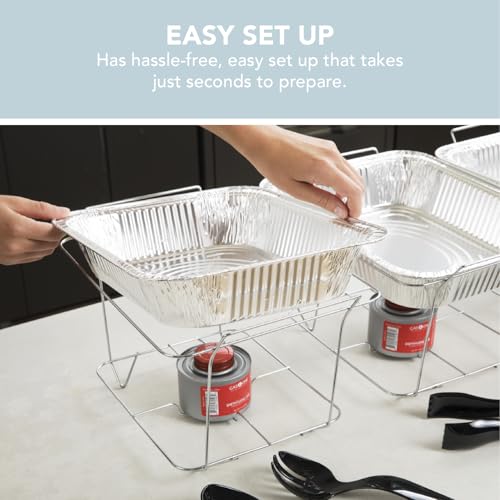 Alpha Living 12 Pack - Disposable Chafing Dish Buffet Set, Welded Body Food Warmers for Parties, 2hr Fuel Cans Complete Set, Half Size Pans, Warming Trays - Thumbnail 4