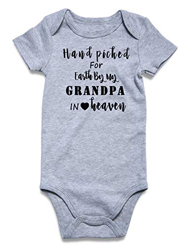 Unisex Newborn Onesie Soft Baby Clothes Hand Piched For Earth By My GRANDPA IN Heaven Baby Boys Jumpsuit Cotton Baby Rompers Funny Infant Body Suit Short Sleeves Baby Playsuit