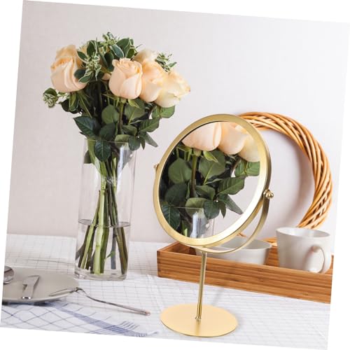 Miroir maquillage base stable en fer et verre rond décoratif pour coiffeuse
