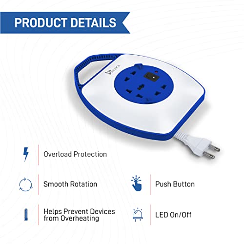 Image of SYSKA SSK-PW-0302A-WB Power Wheel with Surge Protection, Strong ABS Material Body, 4 Meter Long (White-Blue)