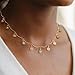 MEVECCO Gold Choker Necklace for Women 14K Gold Plated Dainty Cute Colorful Daisy Flower Short Chain Link Necklace Delicate Handmade Minimalist Fashion Jewelry Gift