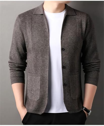 Winter Men's Solid Color Knitted Button Cardigan Sweater Casual Warm Fashion Hollow Sweater2