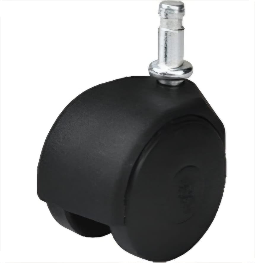 Hts 406 pimli ofis koltuğu tekerleği, 40 mm, 7 mm pim çapı, dönerli ikiz mobilya tekəri, siyah PP plastik, 4 Adet