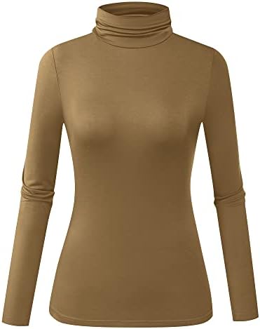 Herou Womens Long Sleeve Turtleneck Slim Fitted Lightweight Casual Active Layer Tops Shirts
