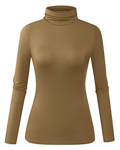 Image of Herou Womens Long Sleeve Turtleneck Slim Fitted Lightweight Casual Active Layer Tops Shirts