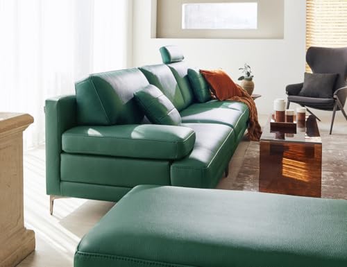 Image of Fabrique Belight Leatherette 4 Seater with Puffy Moden Design Teal Green Sofa Set | Comfortable Furniture for Home Office & Living Room | Easy to Move with Stainless Steel Legs