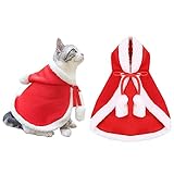 Weihnachtskostüm für Katzen,Weihnachten Haustier Kleidung,Weihnachts Katze Kleidung,Weihnachts-Outfit für Hunde,Weihnachts Katze Kleidung,Weihnachtsumhang und Hut-M