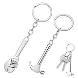 DOPENSPI 2 Pack Hammer Keychain, Axe Keychain, Metal Tiny Construction Ornament Keychains Cool Gifts for Men Husband Boyfriend
