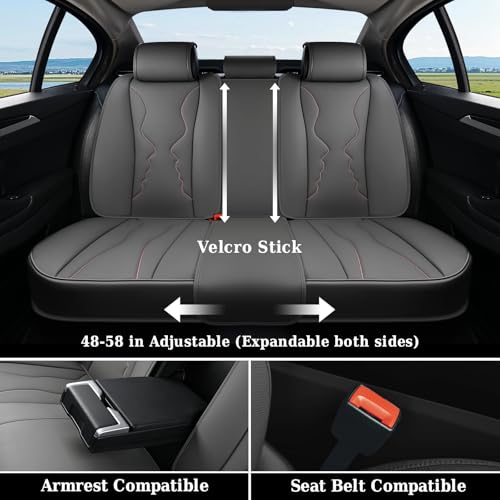Image of Coverado Car Seat Covers Full Set, Seat Covers for Cars, Front Seat Covers and Back Seat Cover Waterproof Leather Automotive Seat Cover, Universal Car Interior Protectors Cushion for Most Cars