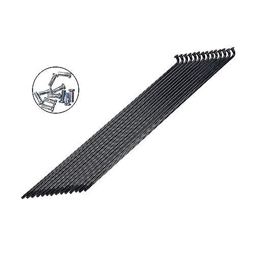 ZYAMY 12pcs 290mm/11.4inch 14G J Bend Bicycle 304 Stainless Steel Spokes with 12mm Nipples Cycle Spokes, Black