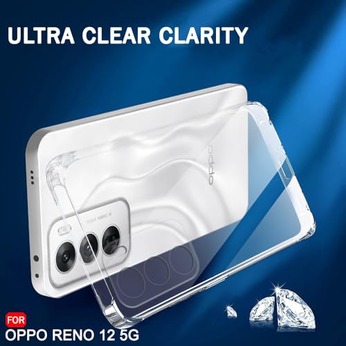 Image of TheGiftKart Back Cover Soft Case for Oppo Reno 12 5G | Best Camera Protection | Inbuilt Dust Plugs & Anti-Slip Grip | Ultra Clear Slim Case Cover for Oppo Reno 12 5G (Silicone, Transparent)