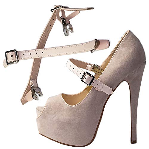Detachable Reusable ShooStraps/Belts Loose Heels & Flats Shoe Holders (Double Clip Beige) - Thumbnail 4
