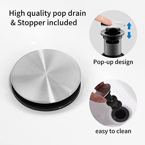 Fropo 2 Handle Brushed Nickel Bathroom Sink Faucet - 4 Inch Centerset Faucet Bathroom 2 Or 3 Hole Lavatory Faucet Bathroom Vanity Sink Faucets With Pop-Up Drain And Supply Lines #TOP6