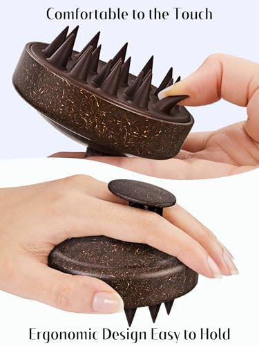 Image of HEETA Scalp Massager Hair Growth, Soft Silicone Scalp Scrubber Shampoo Brush for Exfoliation, Dandruff Removal & Head Massage Stress Relax, Wet & Dry Use for Thick, Thin Hair Care, Dark Brown