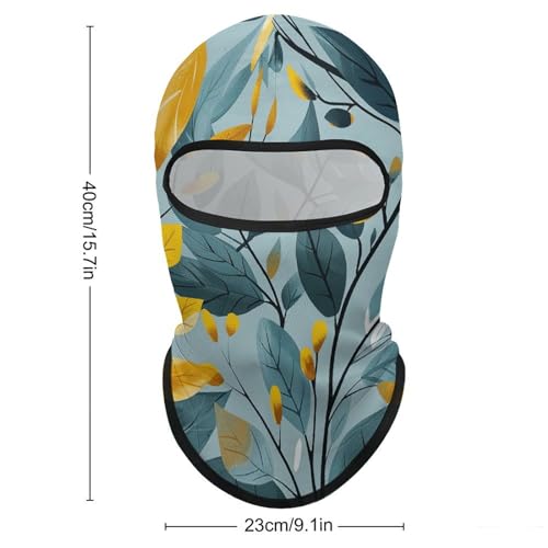 Balaclava mask para hombre y mujer con diseño de tallos y hojas amarillas, cubre rostro completo para ciclismo miniatura 2