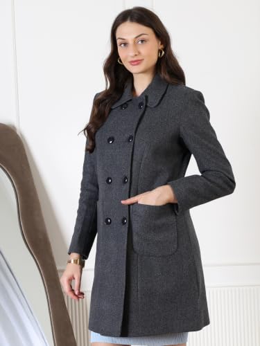 Image of CHKOKKO Women Classic Long Winter Coat Double Breasted | Knee Length Design with a Sophisticated Spread Collar and Convenient Front Pockets for All Occasions