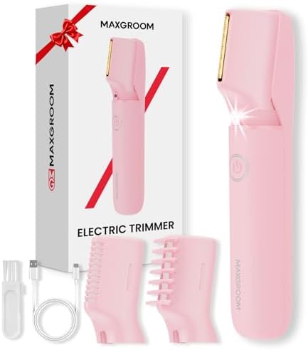 Electric Razor for Women Pubic Hair - Painless Body Trimmer with LED Light & IPX7 Waterproof, Gentle Bikini Hair Removal for Intimate Area Legs & Armpits (Pink)