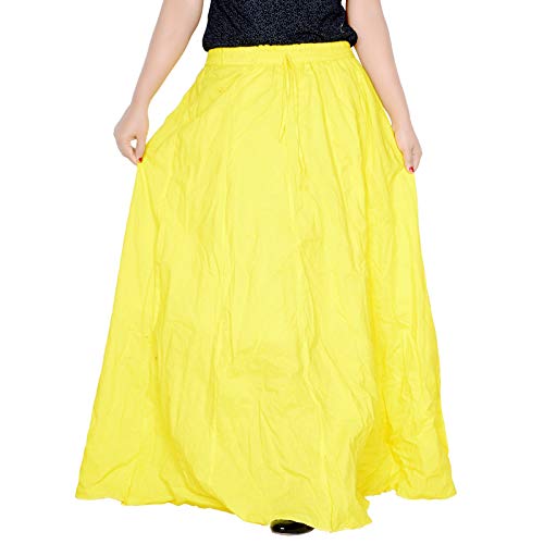 Image of Sttoffa Women Solid Color Maxi Plain Cotton Full Length White Skirt 40 inch Long Cotton Long Skirt