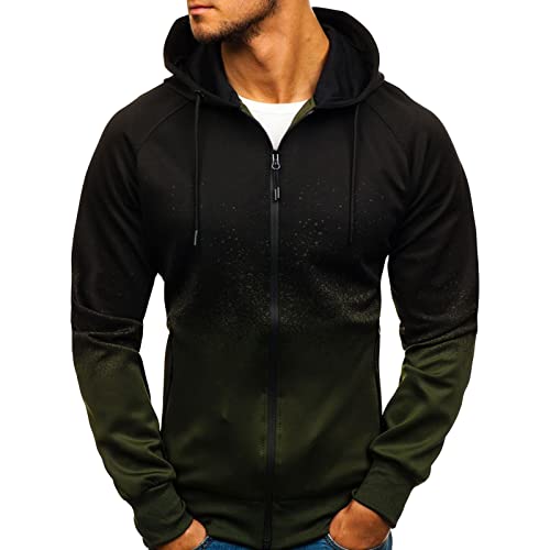 JEsilunmaMY Men's Print Gradient Hooded Jacket Zip Up Long Sleeve Casual Sweatshirt Spring Fall Lightweight Sportswear Hoodie