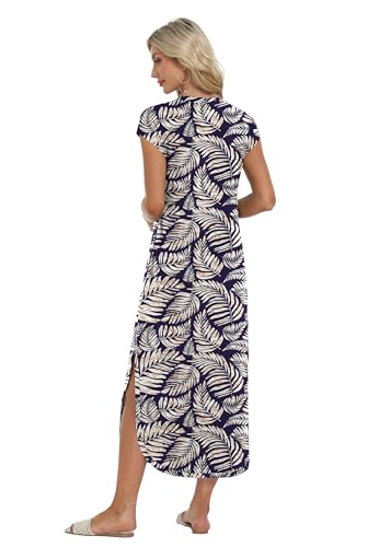 Image of HiMONE Beach Vacation Dresses for Women 2025 Sundress Cap Sleeves Casual Maxi Beach Dress with Pockets XS-2XL