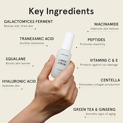 SUPER SERUM Anti Aging Serum for Face: 5% Niacinamide Serum, Bakuchiol Serum, Vitamin C Face Serum for Men Korean Skin Care Tranexamic Acid Textured skin treatment, Pore Minimizer Serum JAXON LANE 1oz - Image 4