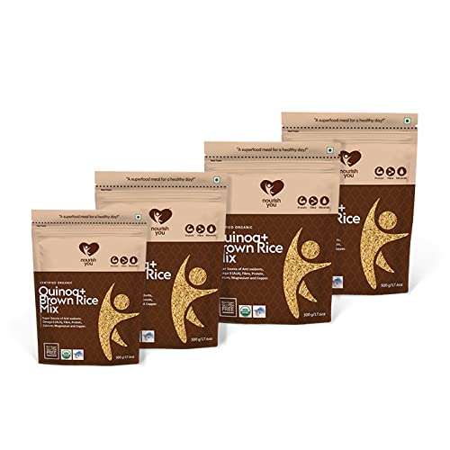 Nourish You Quinoa + Brown Rice Mix 500g (Pack of 4) | Protein-Rich, High-Fiber Supergrain Blend for Healthy Meals | Gluten-Free, Plant-Based Whole Food |