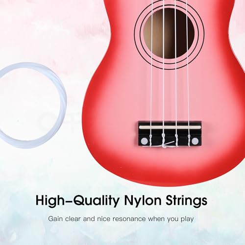 Image of ADM Ukulele for Beginners Hawaiian Wood Ukelele Kit for Kids Adult Student Starter Professional Ukalelee Pack Bundle with Free Lessons Gig Bag Strap Nylon String Tuner (Pinkburst, 21 Inch)