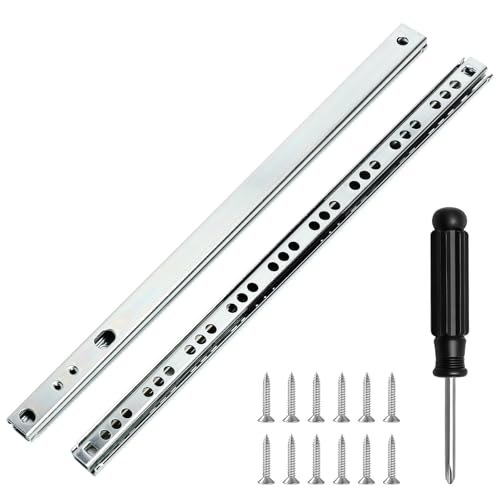 XRVRILE Rail Tiroir Coulissant 310 mm, Lot de 2 (1 Paire), Glissière Tiroir à Roulements à Billes avec Rainure de 17 mm, Glissières à Extension Partielle,...