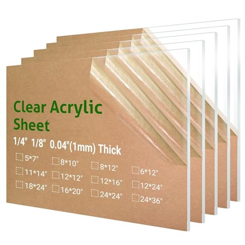 Image of 5 Pieces 11 x 14 inch Clear Acrylic Sheet Plexiglass - 0.04 inch(1mm) Thick, Use for Craft Projects, Signs, DIY Projects and More; Cut with Saw or Hand Tools