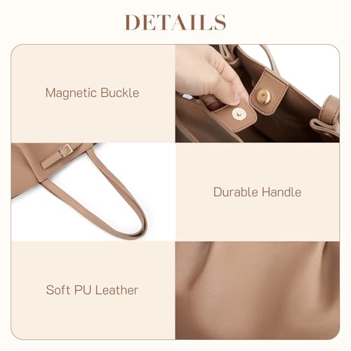 Image of Missnine Large Work Tote Bag for Women with Felt Organizer Insert, Designer Handbags Pu Leather Weekender Bag for Travel