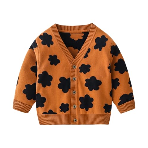 Children V Neck Embroidery Button Up Sweater Long Sleeve Casual Cartoon Cardigan Autumn Winter Knit Outwear
