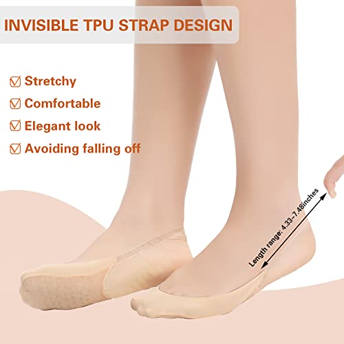MANZI Womens Toe Topper Socks with Invisible SlingBack 6 Pairs Low Half Cut No Show Toe Covers for Heels4