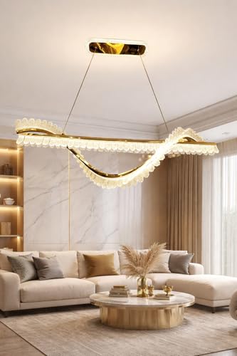 Image of Premium Gold Luxury Led Creative Height Adjustable Three Different Color in One Chandelier | Ceiling Lamp for Bedroom, Living Room, Restaurants, Dining, Coffee Shop,