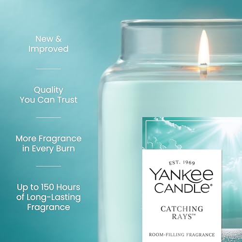 Yankee Candle Large Jar Scented Candle with up to 150 Hour Burn Time, Premium Plant Wax Blend for Consistent Burn, 22 oz Jar Candle with Room Filling Fragrance, Catching Rays