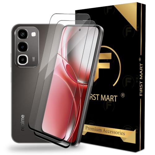 Image of FIRST MART Tempered Glass Screen Protector for Realme Narzo 100x - Full-Glue Screen Guard, 3D Edge to Edge, Bubble-Free, HD Clear Case-Friendly, Black, Pack of 2