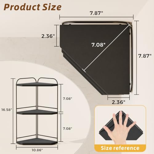 Image of 2 Pack Corner Bathroom Counter Organizer, 3-Tier Wood Countertop Organizer | Skincare Organizers for Vanity, Makeup Storage, Counter Corner Shelf for Kitchen, Bathroom, Dresser, Black