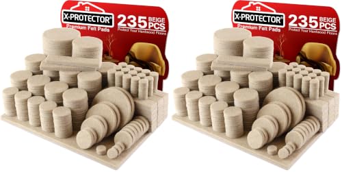 Image of Felt Furniture Pads X-PROTECTOR 235 PCS Premium Furniture Pads - Felt Pads Furniture Feet Best Wood Floor Protectors - Protect Your Hardwood & Laminate Flooring! (Pack of 2)