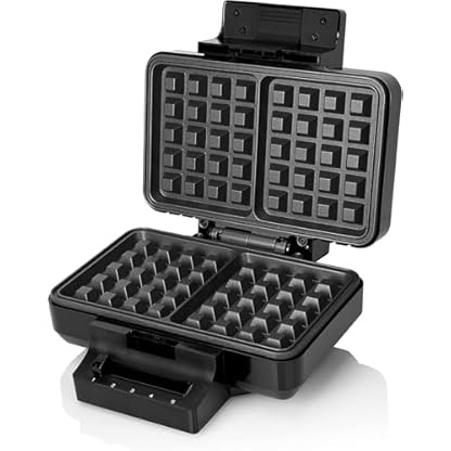 Wilfa GAUFRES Doppel-Waffeleisen - Belgische Waffeln - 1.000 W - Antihaftbeschichtung - einstellbare Temperatur - mit Signal-LED (schwarz)