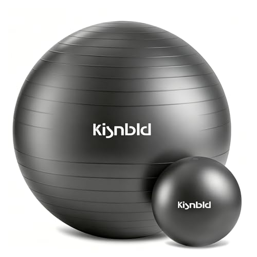 Image of kisnbld Exercise Ball, Extra Thick Yoga Ball for Workout Pregnancy Stability, 4 Sizes Anti-Burst Balance Ball with Foot Pump - Heavy Duty Fitness Ball Chair for Office, Home & Gym