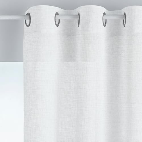 B BARCELOHOGAR Cortina Rustik - 01 Blanco, 140X270 cm