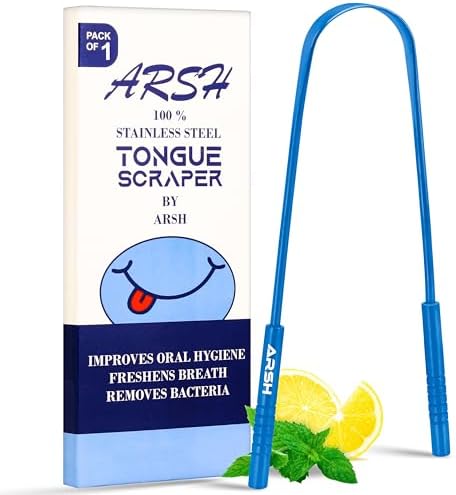 Arsh Tongue Scraper for Adults Stainless Steel Tongue Cleaner for Oral Care & Hygiene Tongue Cleaner for Men and Women Tongue Scrubber for Reduce Bad breath100% Metal Tongue Cleaners