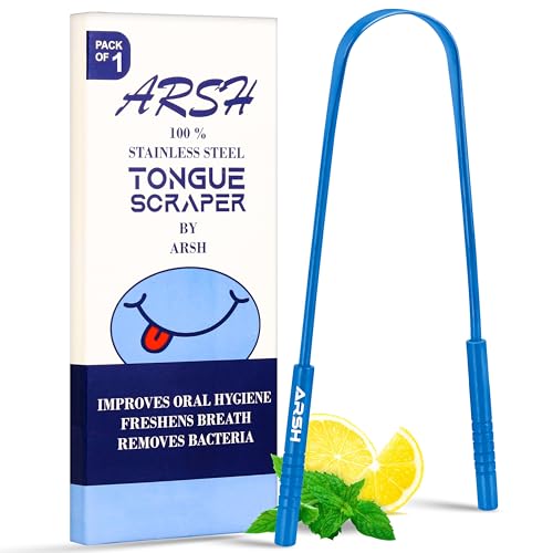 Arsh Tongue Scraper for Adults Stainless Steel Tongue Cleaner for Oral Care & Hygiene Tongue Cleaner for Men and Women Tongue Scrubber for Reduce Bad breath100% Metal Tongue Cleaners