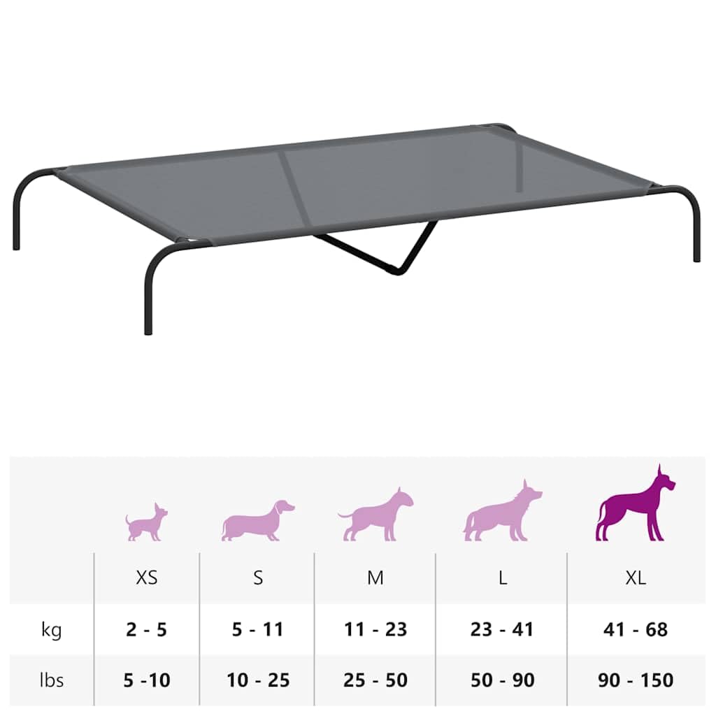 vidaXL Cama elevada para Perros Gris 150x90x20 cm textilene y Acero, Cama elevada para Perros, Cama para Perros para Exteriores, Cama refrescante para Perros