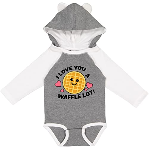 inktastic I Love You a Waffle Lot with Cute Happy Waffle Long Sleeve Creeper Newborn Granite & White W Ears 337af