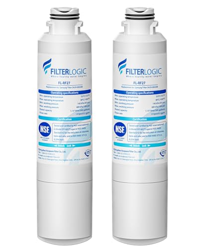Filterlogic FL-RF27 Refrigerator Water Filter, Replacement for Samsung DA29-00020B, HAF-CIN/EXP, DA29-00020A/B, DA97-08006A, RF28HMEDBSR, RF4287HARS, RF263TEAESG, RH22H9010SR, 2 Pack