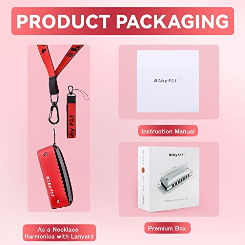 Babyfat 7 Hole Blues Cute Harmonica Set,Diatonic Harmonica With Free Lanyards,Gifts For Kids And Beginners,Easy-Playing Musical Instrument(C Key） #TOP6