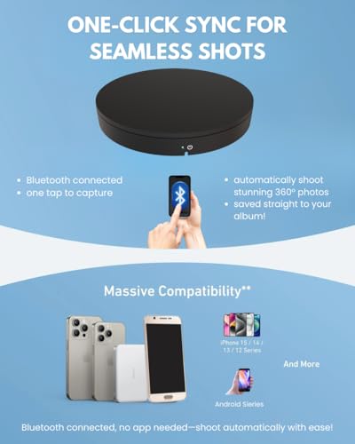 360 Photography Turntable 13in, Rotating Display Stand 101lbs Capacity, Motorized Electric Spinning Stand for Products Display,Remote Control Platform Control Angle,Speed and Direction